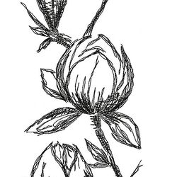 Beautiful flower branch, flower embroidery, flower bud embroidery design, one line, 5 sizes, machine embroidery