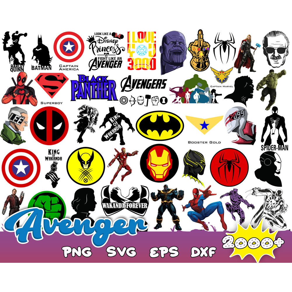 2000 Avengers Svg Bundle, Avengers Svg, Cricut, Cut Files, Layered Digital Vector File, Layered Files.jpg
