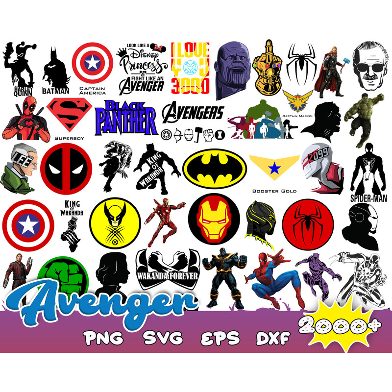2000 Avengers Svg Bundle, Avengers Svg, Cricut, Cut Files, Layered Digital Vector File, Layered Files.jpg
