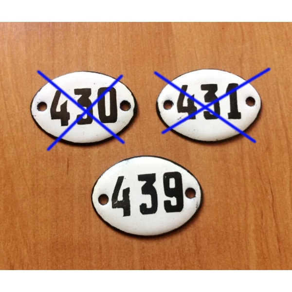 Enamel metal apartment door number sign 439 vintage | Inspire Uplift