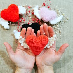 Crochet pattern the heart with wings Valentine's gift amigurumi home decor