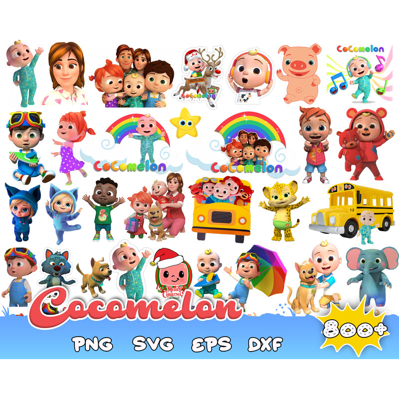 800 Cocomelon Christmas Bundle Svg, Cocomelon Png, Cocomelon Clipart, Birthday Family Png.jpg