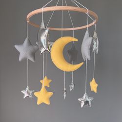 Stars baby mobile in the crib, baby mobile with stars , gift for baby shower, nursery decor, Mobile neutral