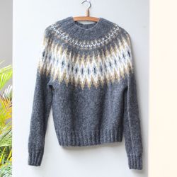 gray faire isle knitted sweater women