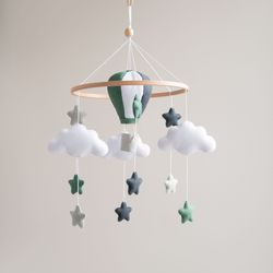Hot air balloon  baby mobile, travel nursery, sky theme baby mobile
