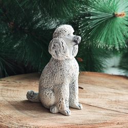 Statuette Poodle of the marble chips, figurine souvenir poodle