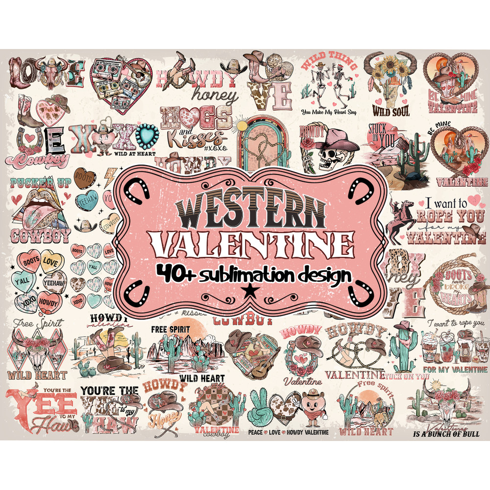 Western Valentine bundle, Valentines day PNG, Valentines sublimation Design Digital Download.jpg