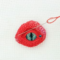 Needle Minder Magnet Eye Dragon for Cross Stitch,Red Dragon Blue Eye Magnetic Sewing Cover Minder Polymer clay Annealart