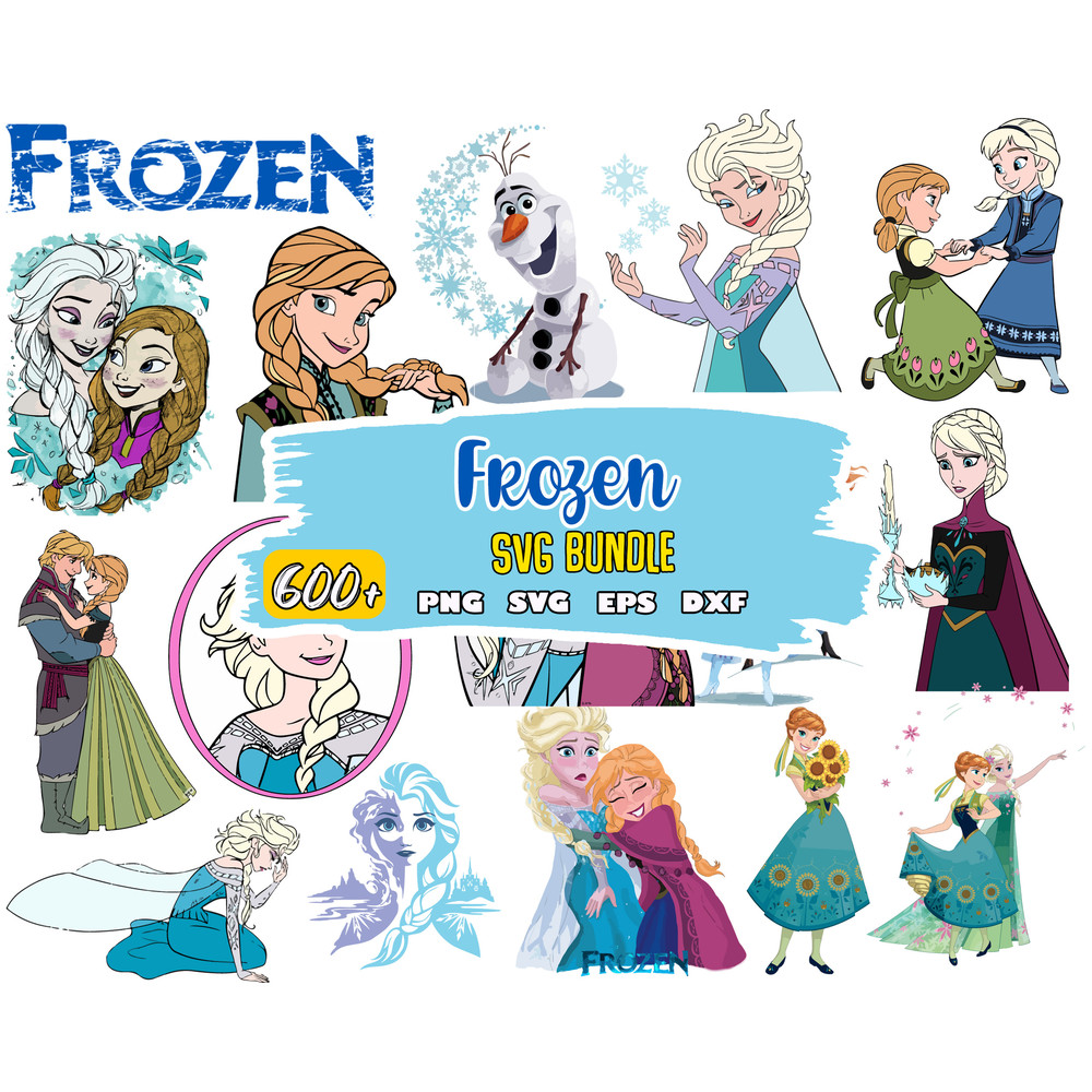 Frozen SVG, Frozen Svg Bundle, Anna Svg, Olaf Svg, Frozen Silhouette, Frozen Clipart, Instant Download.jpg