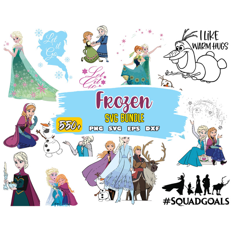 Frozen SVG, Frozen Svg Bundle, Anna Svg, Olaf Svg, Frozen Silhouette, Frozen Clipart, Princess Svg.jpg