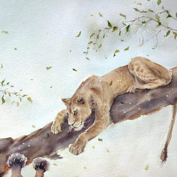 Lion-Giraffe-painting-on-stretcher-African-landscape-3.jpg