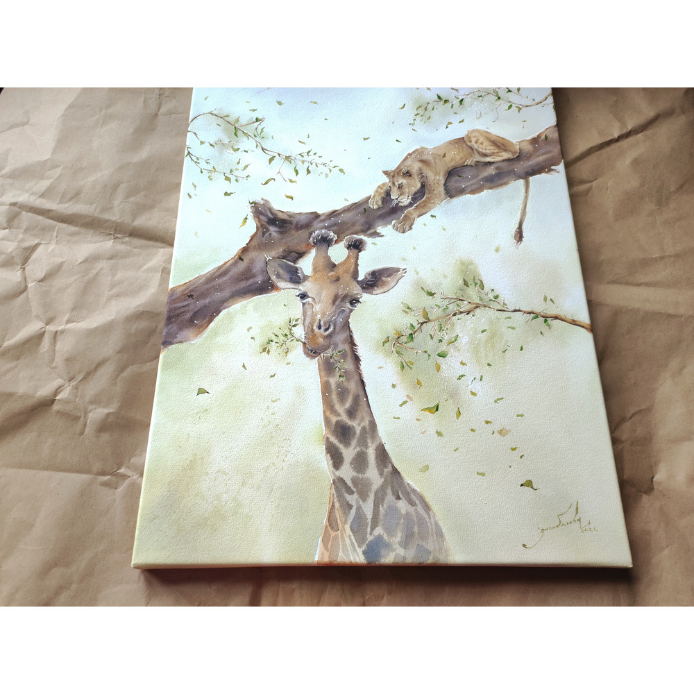 Lion-Giraffe-painting-on-stretcher-African-landscape-5.jpg