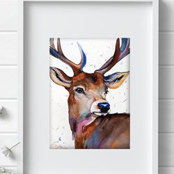 Deer painting Watercolor Wall Decor 7"x10" home art animals painting by Anne Gorywine