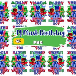 pj mask png, pj mask heroes birthday boy digital file png design, instant download