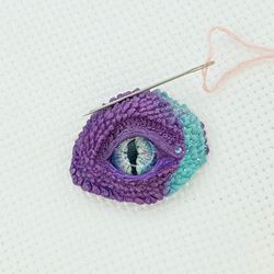 Needle Minder Magnet Purple Dragon Eye for Cross Stitch, Cover Minder Magnetic Sewing from Polymer clay by Annealart