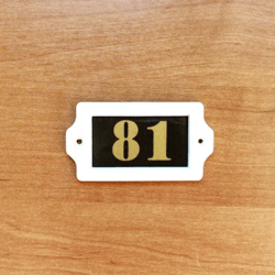 Rectangular address number sign 81 plastic door plate vintage