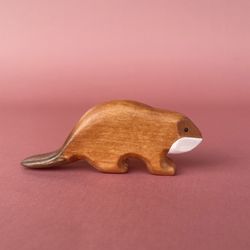 Wooden beaver figurine - Wooden handmade toys - Wooden animals toys - Wooden beaver toys - Wooden kids toys