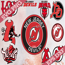 bundle 10 files new jersey devils hockey team svg, new jersey devils svg, nhl svg, nhl svg, png, dxf, eps, instant downl