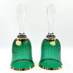 Vintage Bohemian Glass 2 penalty glasses BELLS from Czechoslovakia 1970s