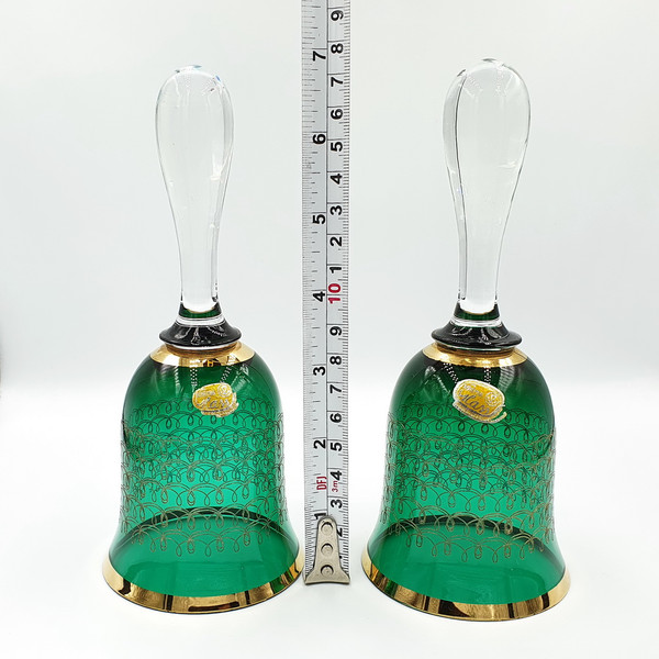12 Vintage Bohemian Glass 2 penalty glasses BELLS from Czechoslovakia 1970s.jpg