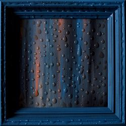 Original acrylic interior Painting. Abstract minimalism on canvas in a wooden frame. Nature series. Rain.