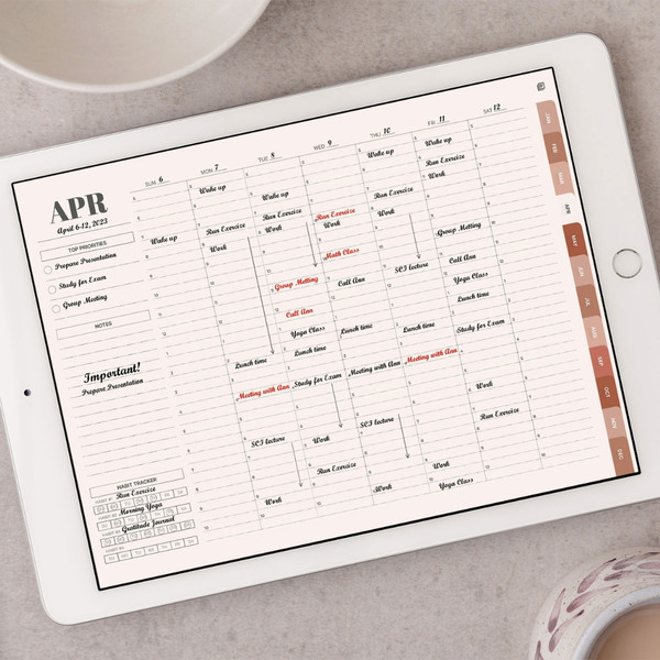 undated digital weekly planner for goodnotes
