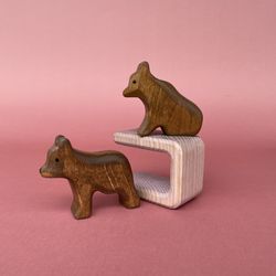 Wooden bears set (2pcs) - Wooden animal toys - Wooden animal figurines - Bear figurines - Baby gift