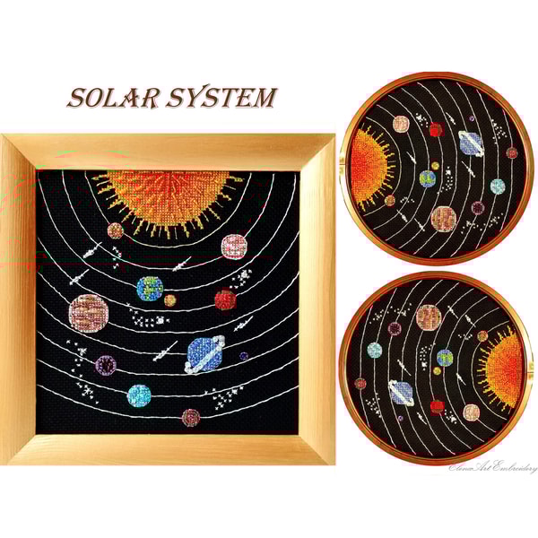 Solar System Embroidery Pattern. Embroidery Design of Galaxy Planets. Space Cross Stitch. Beginner Embroidery. Easy Cross Stitch Pattern. Space Theme.jpg