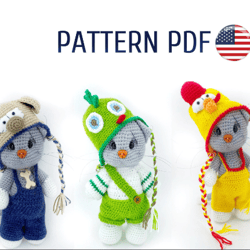 Crochet cat pattern, dragon costume, dog clothing and easter chicken costume PDF