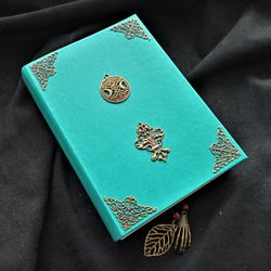 Witch book of shadow mint BoS with text Green witch spell book full Charm handmade grimoire prewritten witchcraft histor