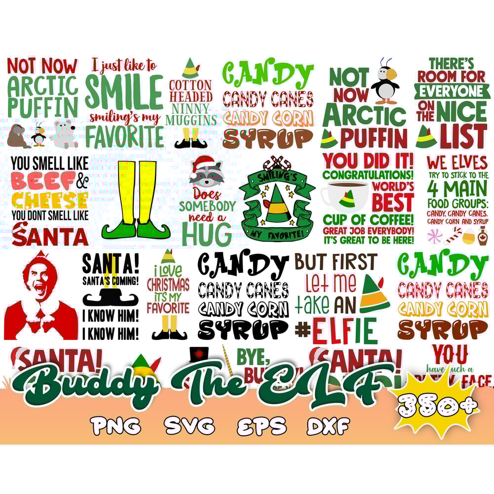 350 Buddy the elf svg,christmas svg,svg for cricut,christmas bundle,santa svg,pew pew grinches svg.jpg