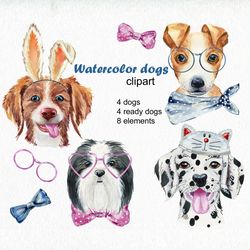 Watercolor dogs clipart, nursery art.