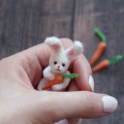 Miniature white bunny, Easter bunny, Blythe friends, Miniature toy