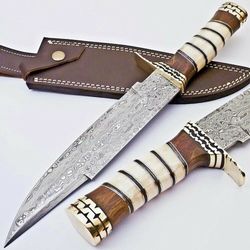 custom handmade damascus steel columbia fixed blade bowie knife camping hunting