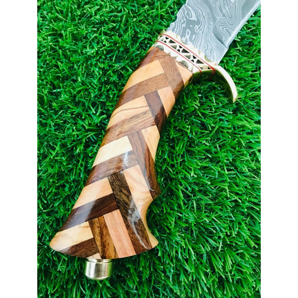 Custom Handmade Damascus Steel Hunting Bowie knife, Battle Ready Gift for Him 3.jpg