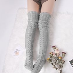 2 PCS Winter Over Knee Socks Extra Long Warm Cozy Thigh High Knited Socks Womens Leg Warmers
