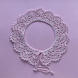 pink openwork collar with ties
