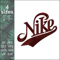 Nike Embroidery Design, italic retro vintage custom swoosh classic logo, 4 sizes