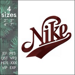 nike embroidery design, italic retro vintage custom swoosh classic logo, 4 sizes