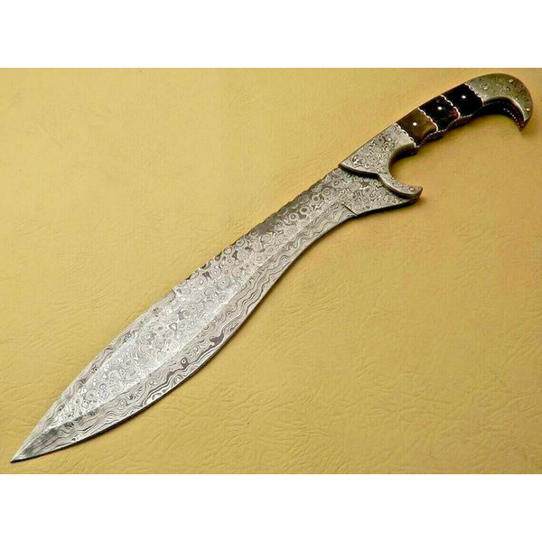 Custom Handmade Damascus Steel COLUMBIA Fixed Blade Bowie Knife Camping Hunting 2.jpg