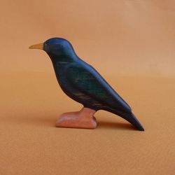 Wooden bird figurine - Wooden toys - Starling wooden toys - Wooden starling figurine - Wooden bird toy