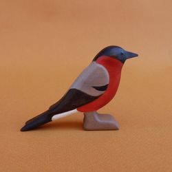 Wooden birds figurine - Wooden toys - Bullfinch wooden toys - Wooden bullfinch figurine - Wooden bird toy