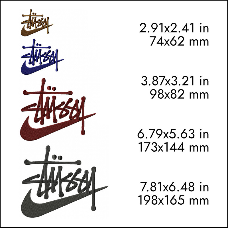 nike stussy brand logo machine embroidery designs