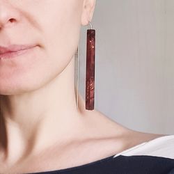 Pink wooden arch earrings
