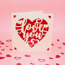 Love you card template | Valentines card svg | Cricut card svg | Svg files for cricut