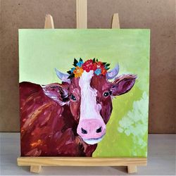 Cow painting on canvas board beautiful animal art