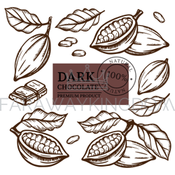 dark chocolate and cocoa clip art vector illustration set