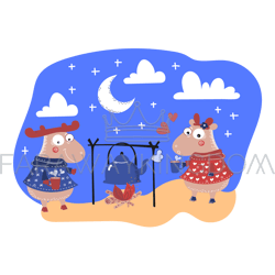 deer love valentine day party animal vector illustration set