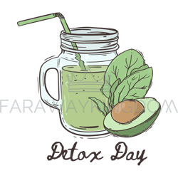 detox day healthy eating program vector illustration set