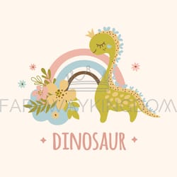 dino and rainbow hand drawn vector illustration apparel print